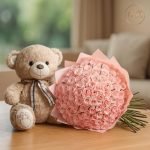 100 Rose Rosa & Teddy Bear