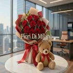 Red Naomi Roses With Teddy Bear