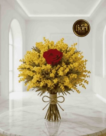 Red rose with Mimosa 3