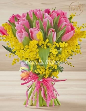 Tulips With Mimosa