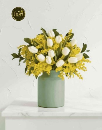 Tulipani bianco con mimose (1)