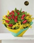 Tulipani rosso con mimose (2)