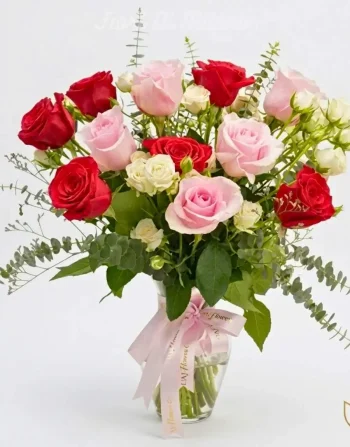 Charming Rose con vaso in vetro (1)