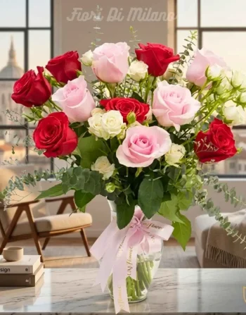 Charming Rose con vaso in vetro (2)