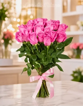 Mazzo di 13 rose rosa