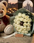 Rose Bianche Bouquet & Teddy
