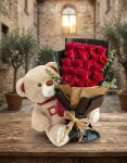 Rose Rosse Bouquet conTeddy Bear (1)