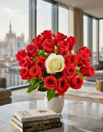 mazzo di 20 rosa rosse ,1 rosa bianca (red naomi roses ) dalla olanda (1)