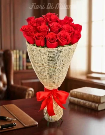 15 rose rosse (gambo medio)