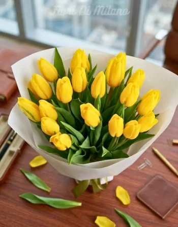 Bouquet of Strong Gold tulips (1)