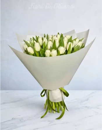 Bouquet of White Dynasty tulips