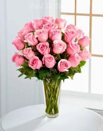 Dozen Beautiful Pink Roses Arranged