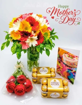 Fiori e cioccolatini per augurare la festa della mamma