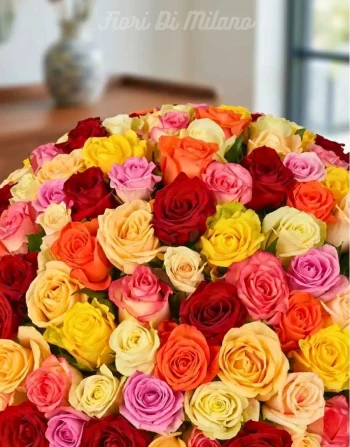 Grande mazzo di rosa colore misto (50 rosa) (1)