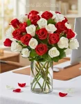 Red And White Roses Arranged [36]