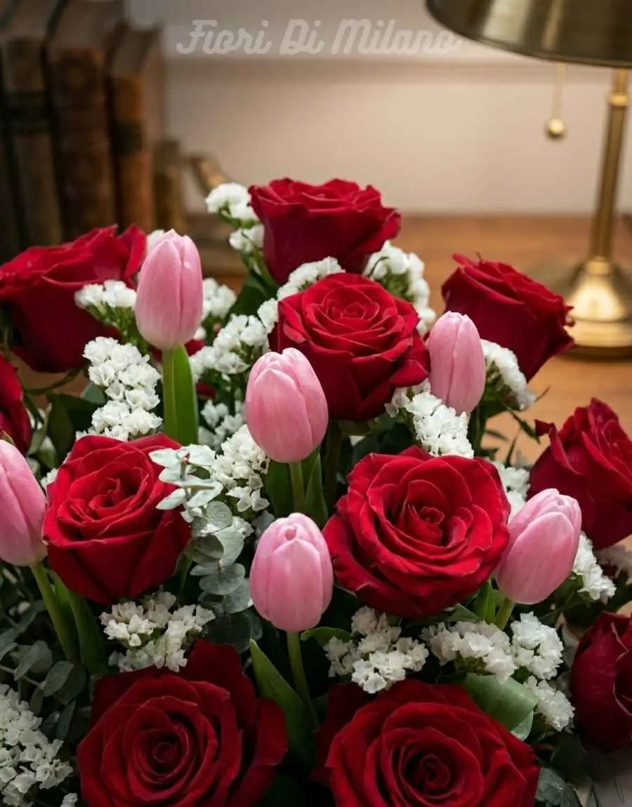 Red Rose With Pink Tulips (1) Red Rose With Pink Tulips (2)
