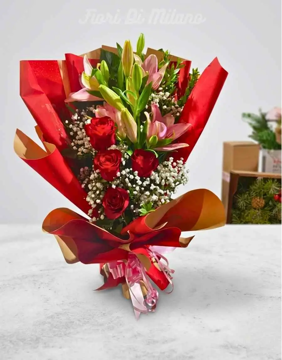 Red roses with Lily (2) Red roses with Lily