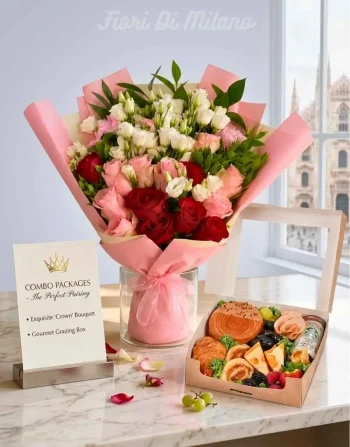 Bouquet di Rose Premium e Box Colazione Gourmet (1)