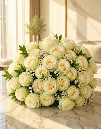 Bouquet 50 Rose Bianche Premium