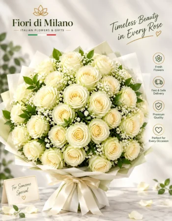 Bouquet 50 Rose Bianche Premium
