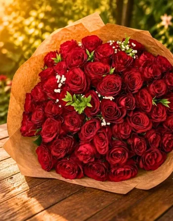 Bouquet 50 Rose Rosse Premium