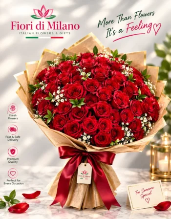 Bouquet 50 Rose Rosse Premium