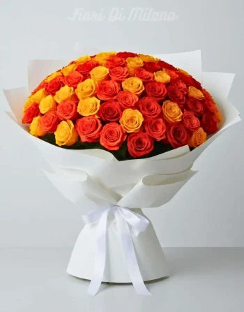 Maxi Bouquet di Rose Rosse e Gialle