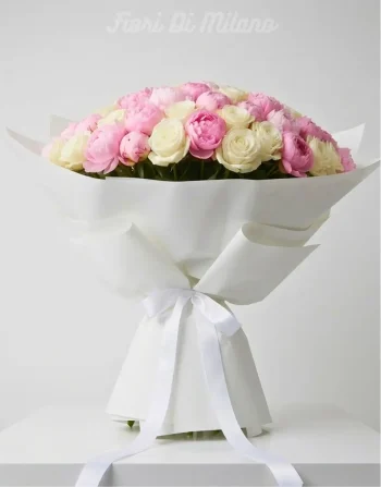 Mixi Bouquet Rose Bianche Peonie Rosa