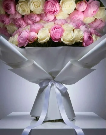 Mixi Bouquet Rose Bianche Peonie Rosa (1)